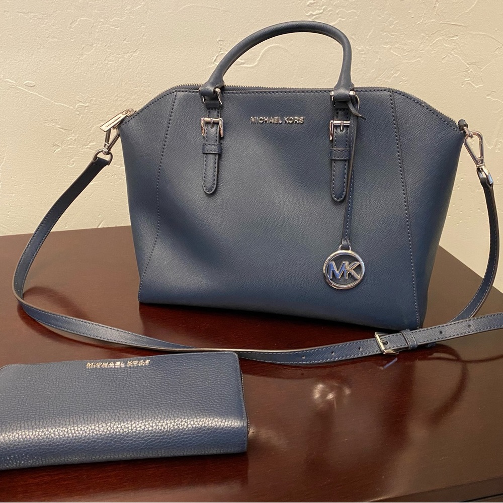 Blue Michael Kors Handbag with Wallet